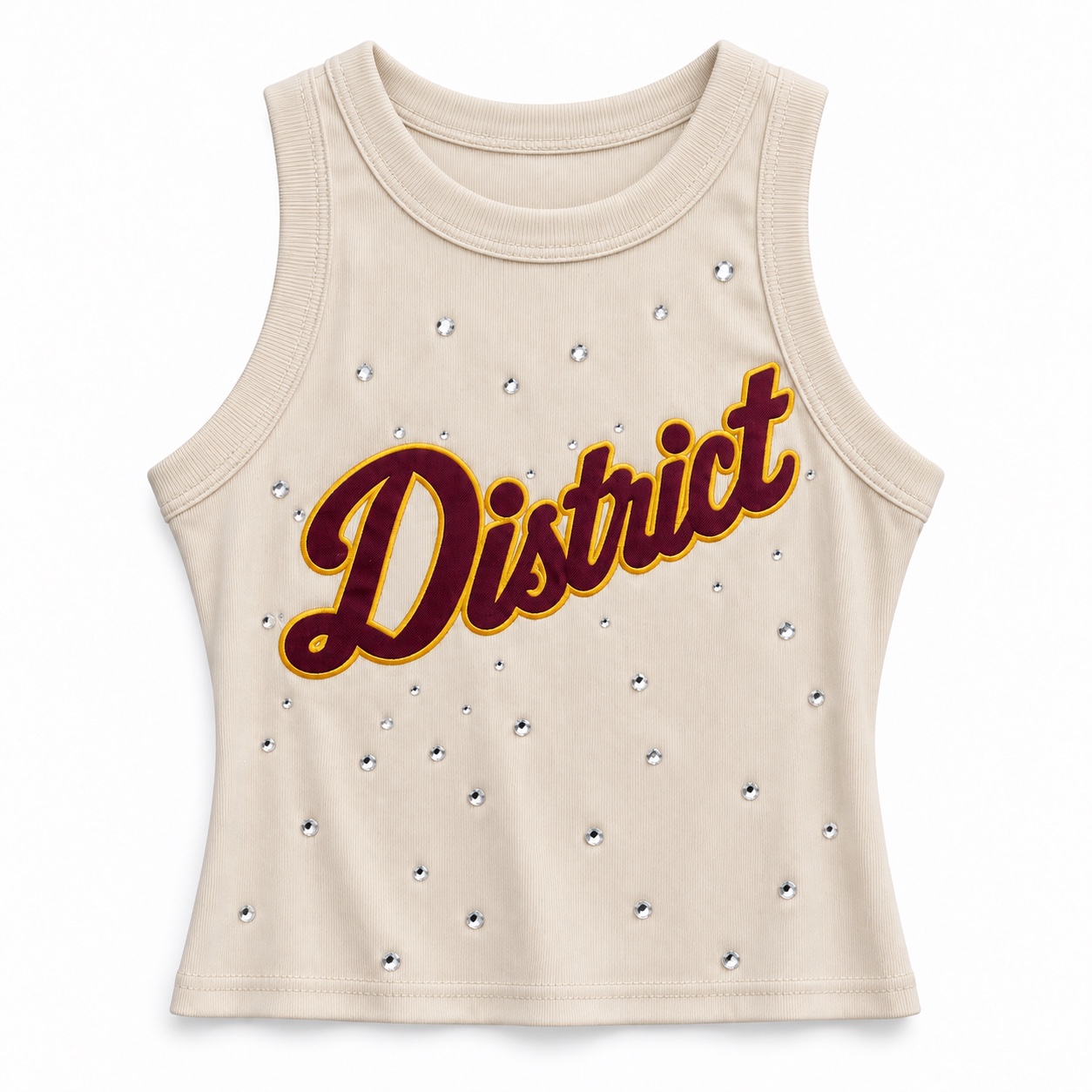 Front of The District Rhinestone Tank